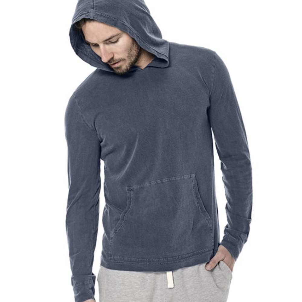 Buck Mason blue hooded long sleeve shirt NWT